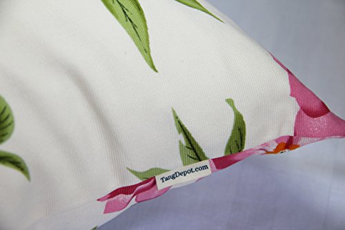 TangDepot 100% Cotton Floral/Flower Printcloth Decorative Throw Pillow Covers /Handmade Pillow Shams, 14 Color and 10 Size options, Light Black, Peach Blossom, Red Rosebush, Red And Green Leaf, White Magnolia, Fantastic Flowers, Chrysanthemum, Peony, Red