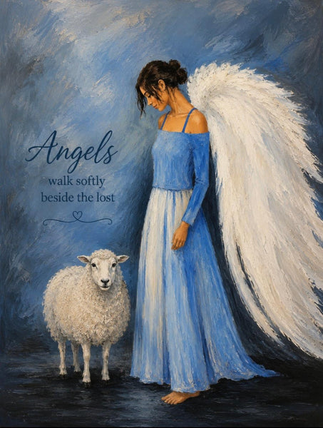 Canvas Print 11" X 14" - Angel with Sheep - (Healing Art)