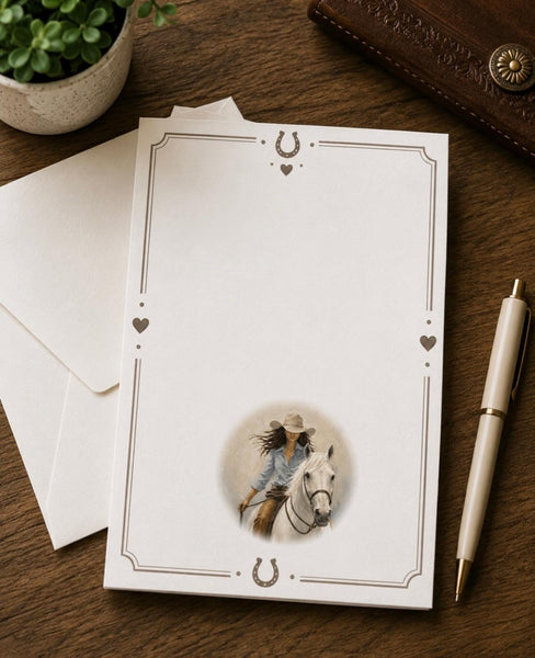 Designer Stationery - Cowgirl Riding Her Horse