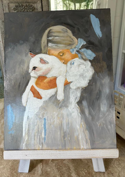 Girl with Cat Painting Kit with Easel