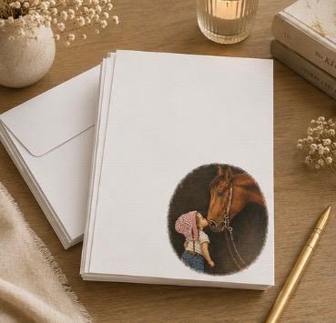 Designer Stationery - Little Cowgirl Kissing Her Horse