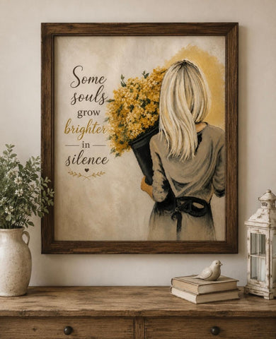 Framed Print 11" X 14" - Lady with Flowers -  (Healing Art)