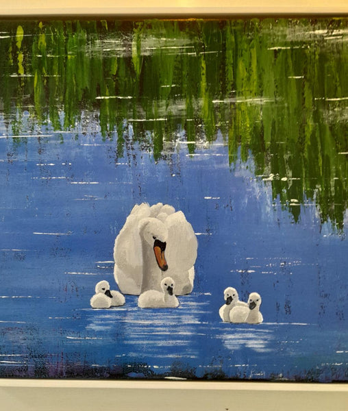 #Art854 MOTHER SWAN ON A POND