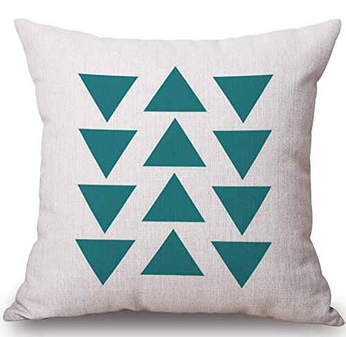 Modern Simple Geometric Style Soft Linen Burlap Square Throw Pillow Covers, 18 x 18 Inches, Set of 4 (Green)