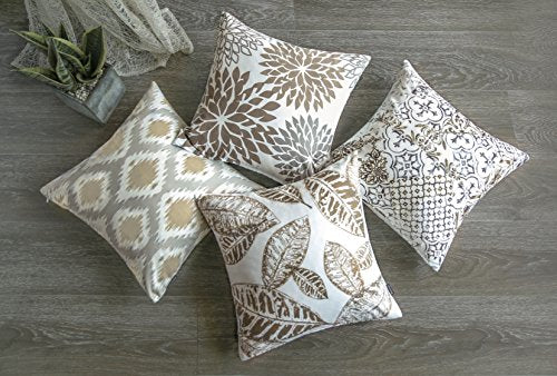 Phantoscope New Living Series Coffee Color Decorative Throw Pillow Case Cushion Cover Set of 4