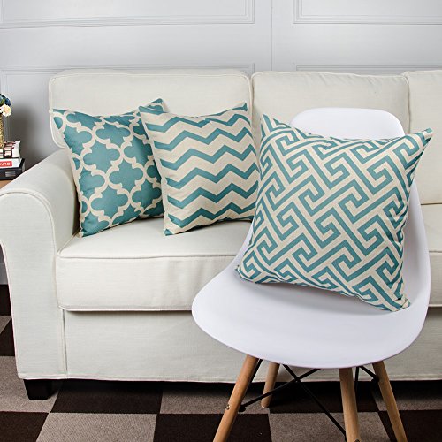 Top Finel Durable Cotton Linen Square Decorative Throw Pillows Cushion Covers Cases Pillowcases For Sofa 18 x18 inch Set of 6 -Series