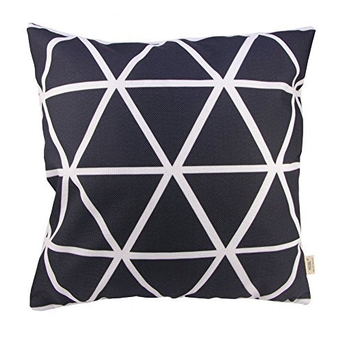 HOSL P61 4-Pack Sofa Home Decor Design Throw Pillow Case Cushion Covers Square 18 Inch (1x plus, 1x Geometry, 1x triangle, 1x Black Zig Zag Chevron) Case Only, NO PILLOW