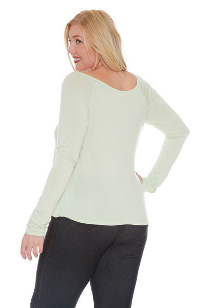 #7023WFC    PLUS White or Lime Long Sleeve Wrap Top
