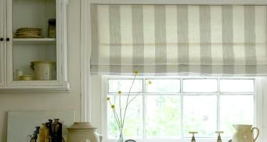 Roman Shade #Nate Gray & White Stripe