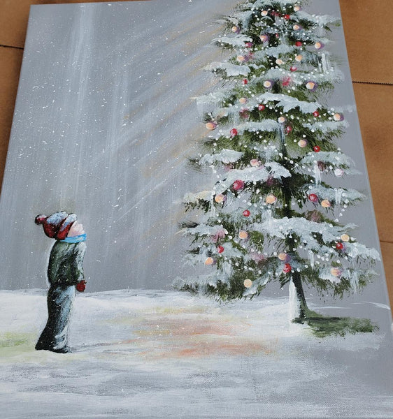 #Art629 Little Boy Looking at Christmas Tree