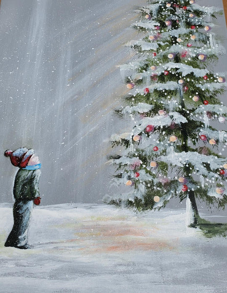 #Art629 Little Boy Looking at Christmas Tree