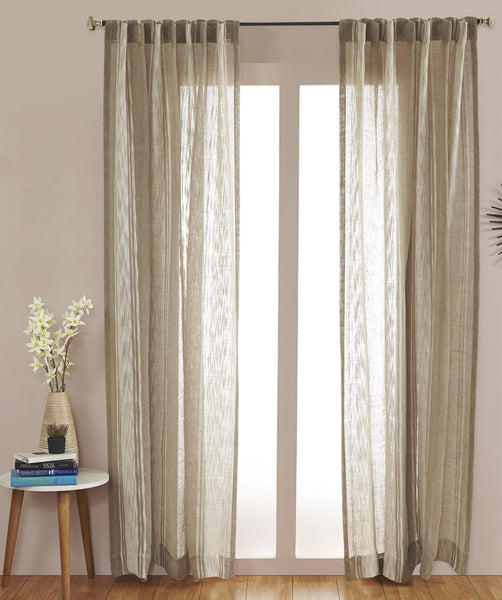 #P5522 Natural Linen Sheer Stripes Curtain