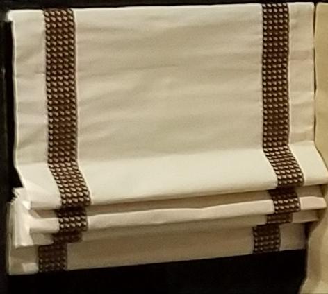 $199.00 Roman Shade with Leather Strapping #4P107
