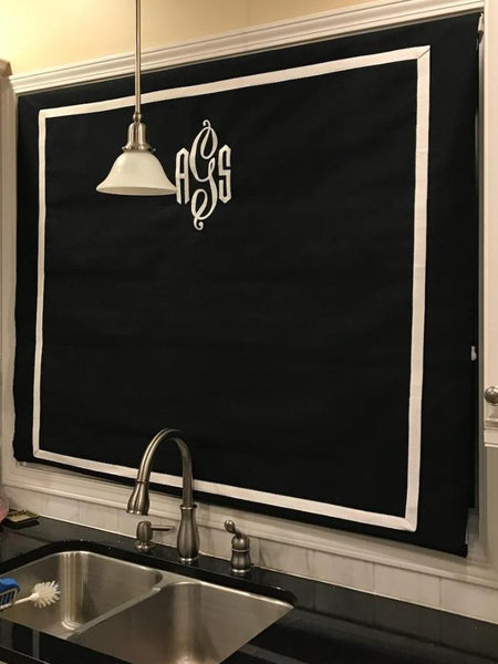 $230.00 Roman Shade Monogrammed Banded in Cotton Webbing #5P115